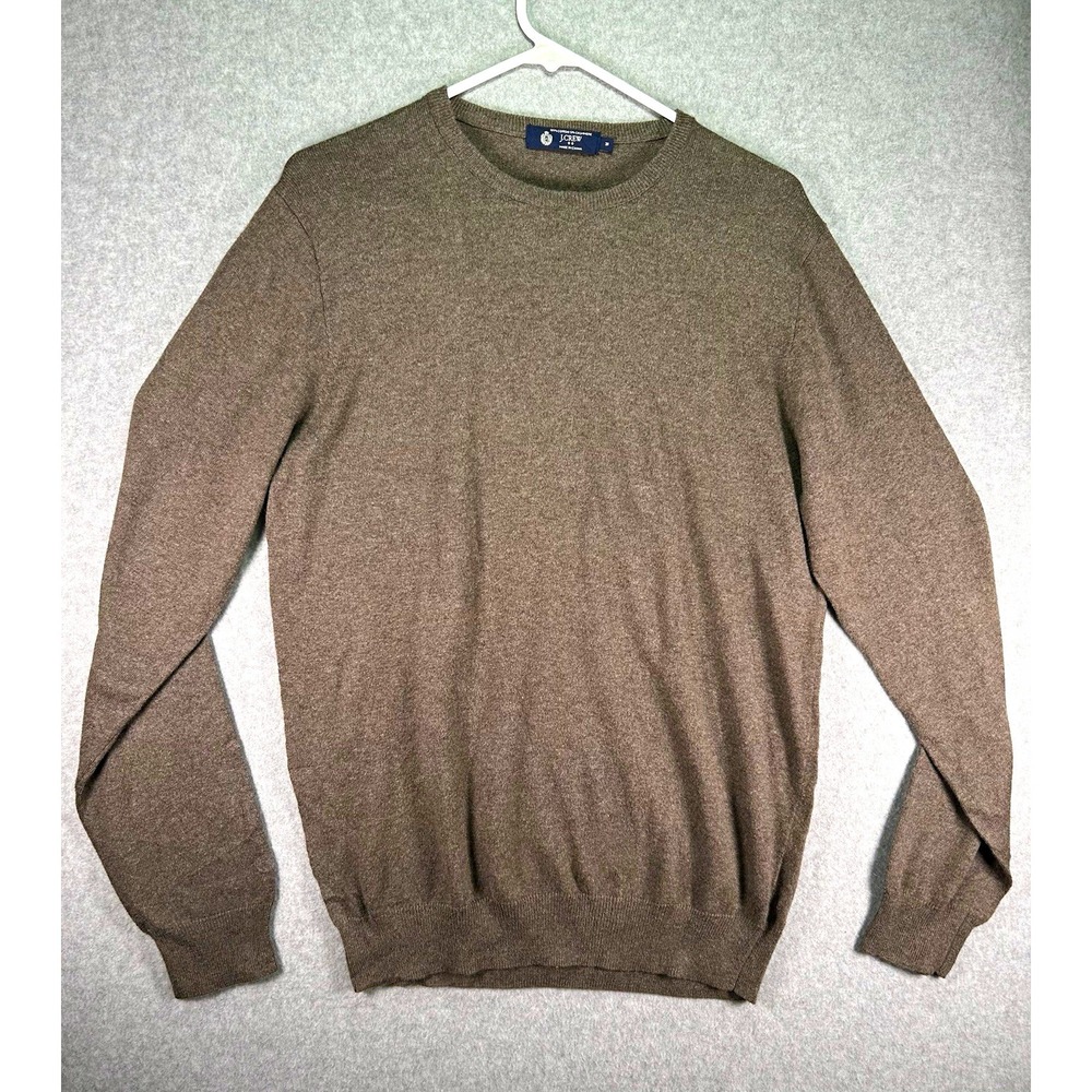 J.CREW Sweater Mens M Gray Cotton Cashmere Knit Pullover Crew Neck Solid Logo